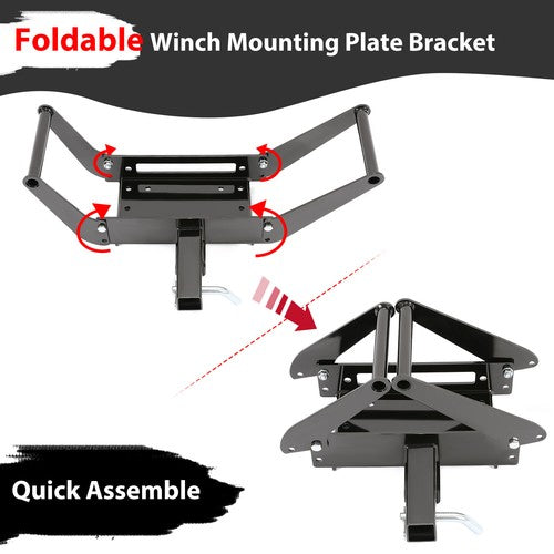DURAFORCE Winch Mounting Plate Bracket Foldable Cradle For Towing Trailer Off-Road