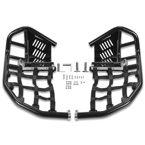 DURAFORCE For Honda TRX 450R Sportrax 450 Nerf Bars Pro Peg Heel Guard Aluminum Black Pair