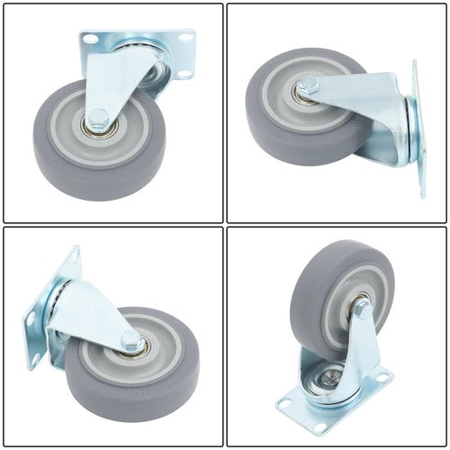 DURAFORCE 4 Pack Grey With Diagonal Bar 1200 Lbs 4 Inch Swivel Caster Wheels Heavy Duty