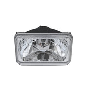 DURAFORCE 4x6" Inch Clear Glass Lens Diamond Cut Chrome Crystal Semi Sealed Beam Headlight