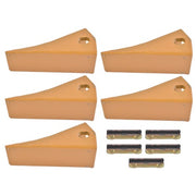 DURAFORCE 5Pcs 230SP Casting Bucket Teeth & TF23P Flex Pins for Backhoe Skid Steer Loader