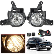 DURAFORCE For Toyota RAV4 2013-2015 4DR Front Bumper Fog Lights Lamps+Switch Kit Clear