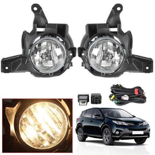 DURAFORCE For Toyota RAV4 2013-2015 4DR Front Bumper Fog Lights Lamps+Switch Kit Clear