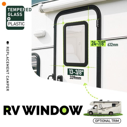 DURAFORCE Entry Door RV Window Clear Glass For Universal RV Trailer Camper Motorhome
