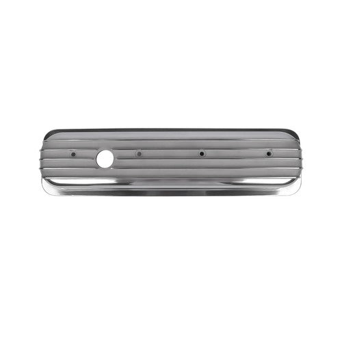 DURAFORCE Finned Polished Aluminum Center Bolt Short Valve Covers For SBC 350 5.7 5.0 V8