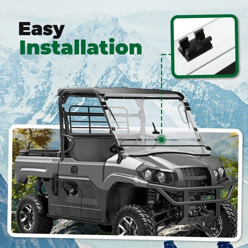 DURAFORCE 2-in-1 Scratch Resistant Flip Windshield For Kawasaki Mule PRO MX 2019-2025