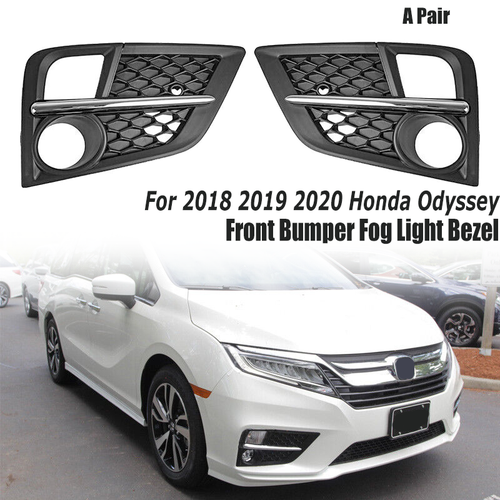DURAFORCE Front Bumper Fog Lights Lamps Cover w/Chrome Trim Fits 2018-2020 Honda Odyssey