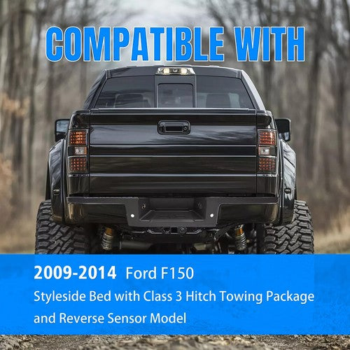 Black Rear Bumper Top Step Cover with Sensors for Ford F150 F 150 09 14 Styleside