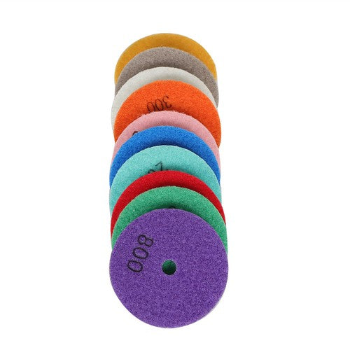 DURAFORCE Diamond Polishing Pads 3 inch Wet/Dry 10 Piece Set Granite Stone Concrete Marble