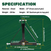 DURAFORCE 3 Point Hitch 2'' Trailer Receiver Hitch Tow Drawbar Category 1 Tractor Adapter
