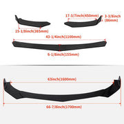 DURAFORCE For Honda Civic Front Bumper Lip Spoiler Splitter Body Kit Diffuser Black