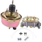 DURAFORCE 7" Zinc Street Rod Rat Rod Power Brake Booster w/ Bail Top Master Cylinder Kit
