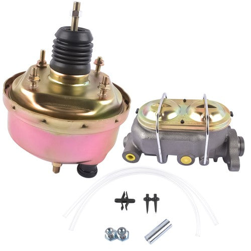DURAFORCE 7" Zinc Street Rod Rat Rod Power Brake Booster w/ Bail Top Master Cylinder Kit
