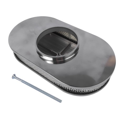 DURAFORCE 15" Oval Full Finned Polished Aluminum Air Cleaner Filter For Chevy SBC 350 400