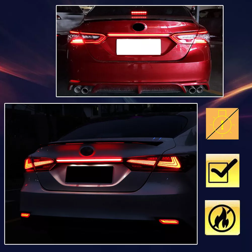 DURAFORCE Fit 2018-2024 Toyota Camry LED Dynamic Rear Red Lens Turn Signal Tail Light