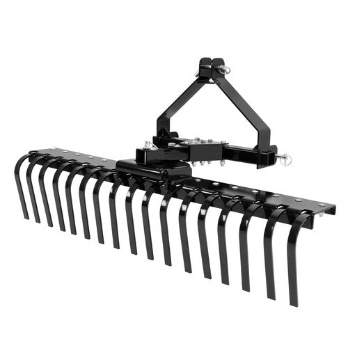 Cat 0 Tractor Hookup 3 Point Landscape Rake 50 Inch Black Grass Comb Garden Tools