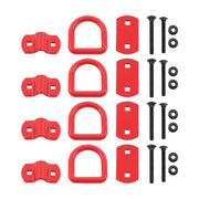 DURAFORCE 4 Pack 1/2 Inch Heavy Duty Bolt-On Forged D Ring 12000Lbs Break Strength Red
