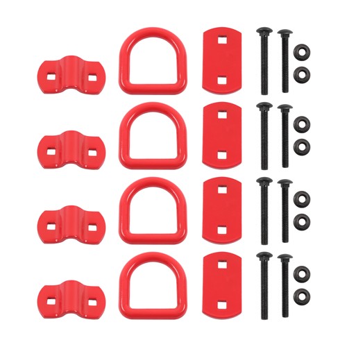 DURAFORCE 4 Pack 1/2 Inch Heavy Duty Bolt-On Forged D Ring 12000Lbs Break Strength Red