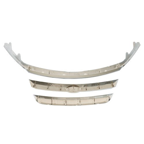 DURAFORCE For Ford Fusion Chrome 2010-2012 Front Upper Grill Grille Molding Trim Set 3Pcs