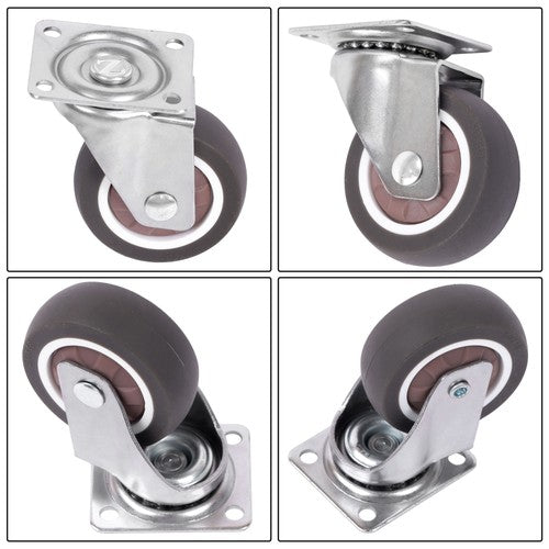 DURAFORCE 4 Piece 2 Inch Caster Wheels 360° Swivel Wheels (2 with Brake & 2 without brake)