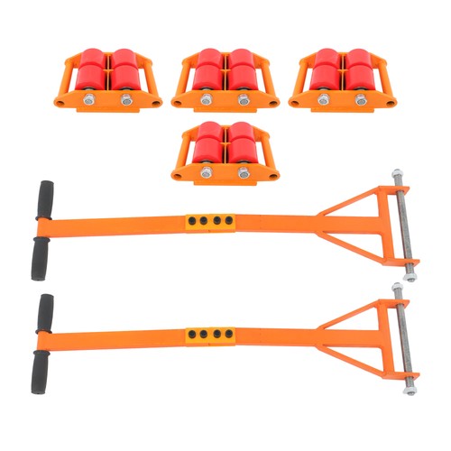 DURAFORCE 4 Pcs Machinery Skates Dolly With Handle 360° Rotation 6T/13200Lbs Heavy Duty