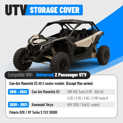2 Seat Vehicle Storage Dust Cover for Can Am Maverick X3 Teryx Polaris RZR UTV