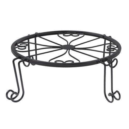 DURAFORCE 2 Pack 10" 12" Metal Plant Stands Outdoor Indoor Round Pot Stand Rustproof Black