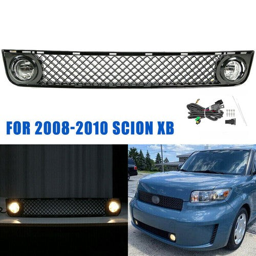 DURAFORCE Lower Bumper Grille Grill +Pair Halogen Fog Lights Lamps For 2008-2010 Scion xB
