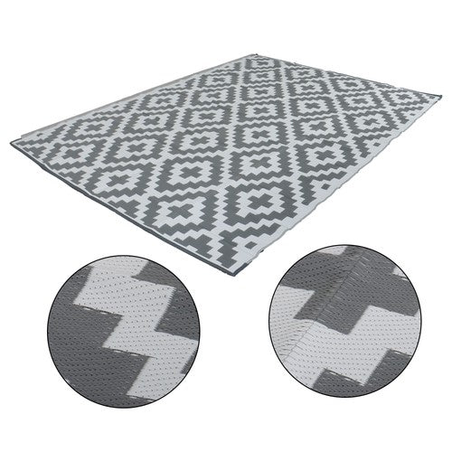 DURAFORCE Gray & White 9x12FT Waterproof Plastic Straw Rug For Camping Outdoor Carpet