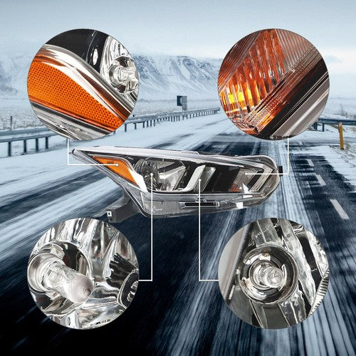 DURAFORCE Fit For Nissan Versa S SV 20-21 Headlight Right Lamps Chrome Housing Clear Lens