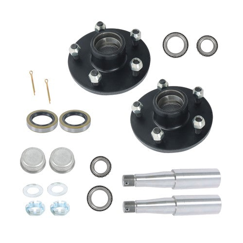 DURAFORCE 2 Pack 5-lug 5'' wheel hub kits & 8.25-inch round #84 Spindles -7 Pieces/set
