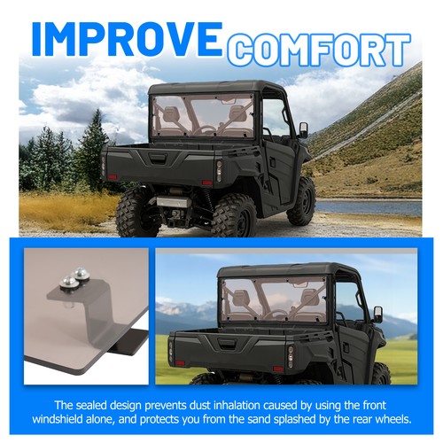 Smoke Rear Windshield Back Window for CFMOTO UFORCE 1000 2019-26 1000XL 2022-26
