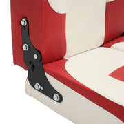 DURAFORCE Boat Seat Low Back Folding Fishing White+Red Seat Captain Chair Foam Padding