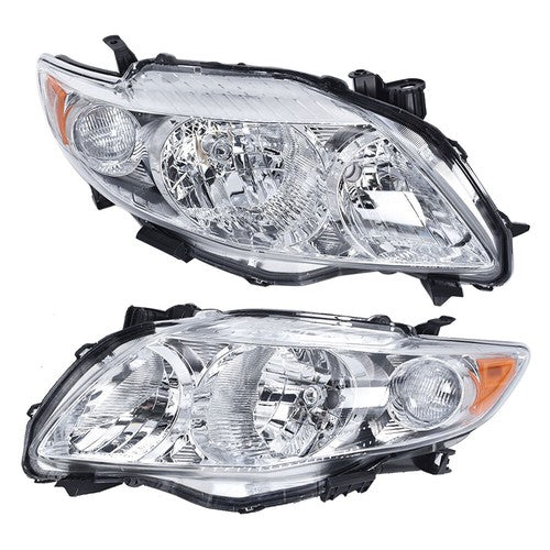 DURAFORCE Pair Set For Toyota Corolla 2009-2010 Headlight Replacement Halogen Clear L+R