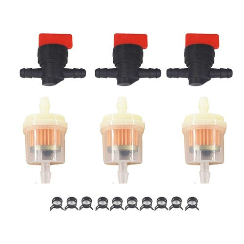 DURAFORCE Bladsharr In Line Fuel Gas Filter Shut Cut Off Valve Clamp 3Kit 1/4"