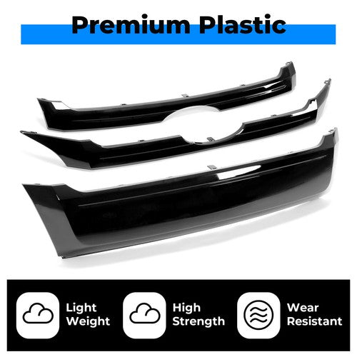 Glossy Black ABS Front Bumper Grille Trim Molding for 2011-2014 Ford Edge 3 Piece