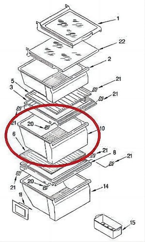 DURAFORCE Refrigerator Clear Crisper Drawer Polystyrene For Whirlpool WP2188656 PS890591