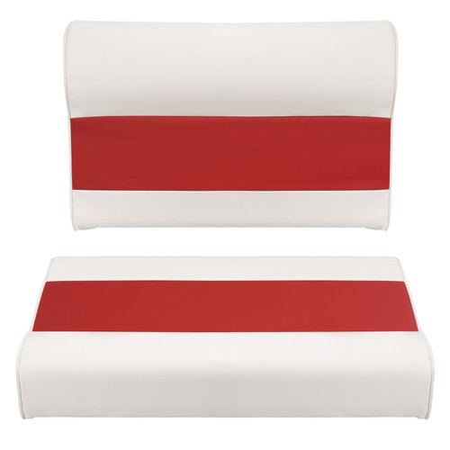 DURAFORCE 28" Boat Pontoon Bench Seat Cushion Set Boat Parts White+Red 2pc #8WD95-1009