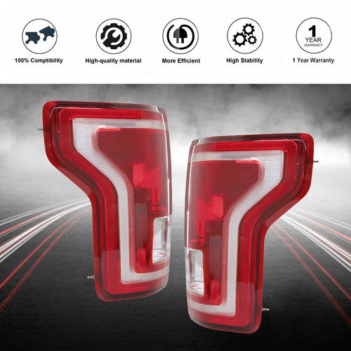 DURAFORCE Fit For Ford F-150 2015-2017 2pcs New Left+Right Red Rear Tail Brake Light Lamp