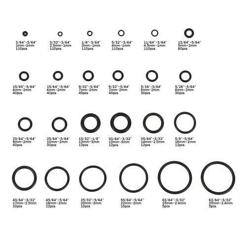 DURAFORCE 1020Pcs O Ring Kit Nitrile Rubber O Ring Assortment Set 20Size Resist Oil & Heat