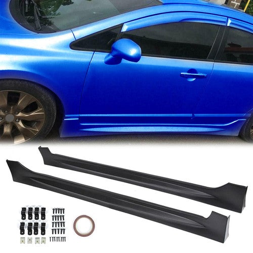 DURAFORCE PP Mugen RR Style Side Skirts for Honda Civic Sedan 8th Gen 2006-2011 ABS Black