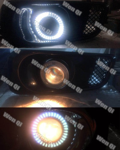DURAFORCE Clear Lens LED Halo Projector Fog Lights DRL for 1999-2000 Honda Civic