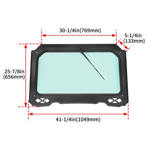 DURAFORCE Full Glass Windshield W/Wiper Front For Polaris RZR 900 1000 Turbo 2014-2018