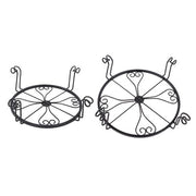 DURAFORCE 2 Pack 10" 12" Metal Plant Stands Outdoor Indoor Round Pot Stand Rustproof Black