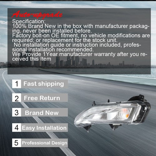 DURAFORCE For Chevy Malibu 19-20 1.5/2.0L Driver Left Clear Lens LED DRL Fog Single Light
