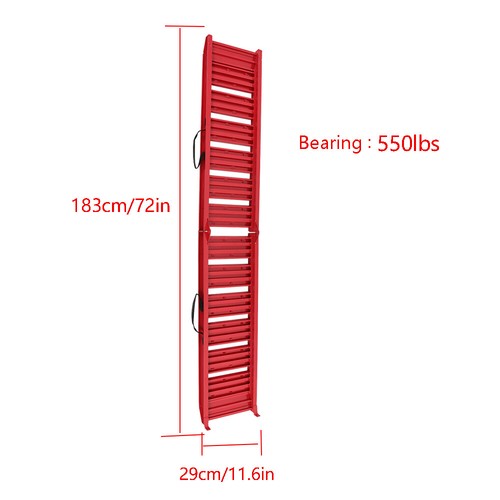 DURAFORCE 72 × 11.6 550 lbs Red Motorcycle Loading Ramp For ATV Motorcycle Truck -US-