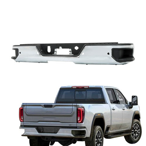 DURAFORCE Steel Chrome Rear Bumper With Sensor Holes For Silverado/Sierra 1500 2019-2023