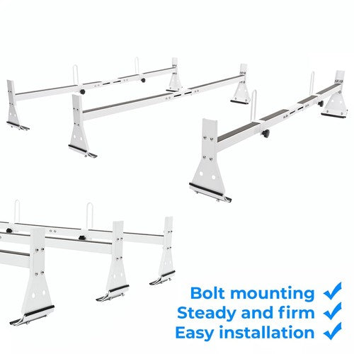 Cargo Van Roof Ladder Rack For Chevy Express 2500 3500 96 Up Steel White 3 Bar