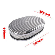 DURAFORCE Polished Aluminum 12" Oval Fully Finned Air Cleaner 4 Barrel For SBC BBC Chevy