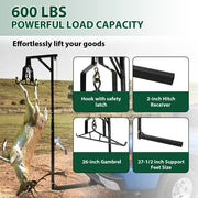 DURAFORCE Truck 2" Hitch Game Hoist 600LB Big Game Hunting Deer Hoist Winch Lift w/Gambrel